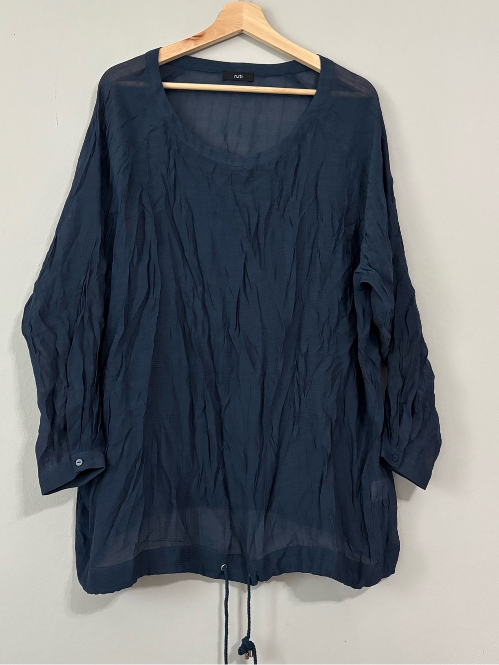 NWOT RUTI Navy Blue Oversized Sheer Flowy Cover Up Blouse